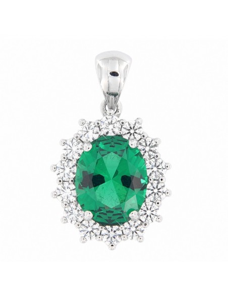 Ciondolo Oro Bianco Principessa Verde 10X8 MM [263d29bd]