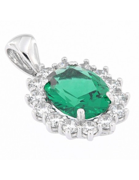 Ciondolo Oro Bianco Principessa Verde 10X8 MM [6e97afe6]