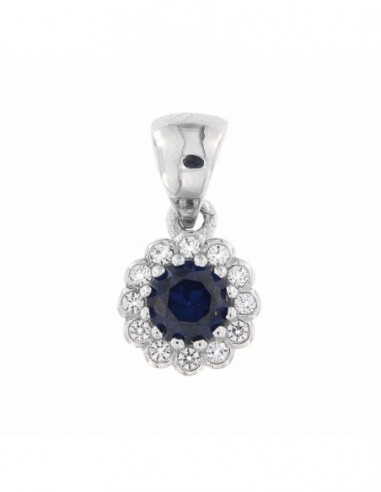 Ciondolo Oro Bianco Punto Luce Zircone Blu Tondo [94c7b266]