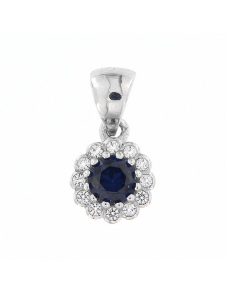 Ciondolo Oro Bianco Punto Luce Zircone Blu Tondo [94c7b266]