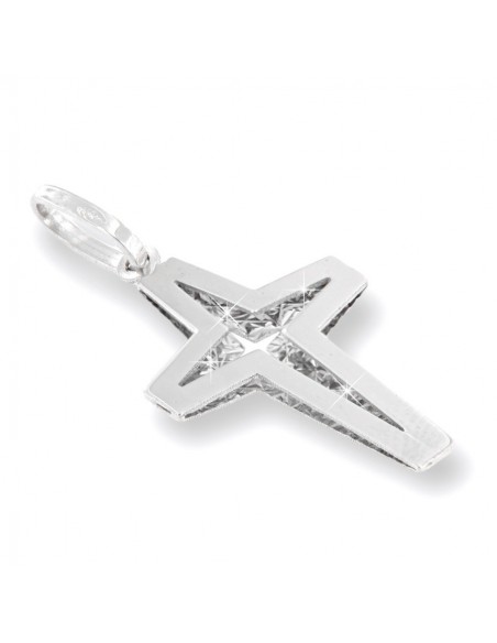 Ciondolo Oro Bianco Croce Interno Lav. Diamantata [742e0c31]