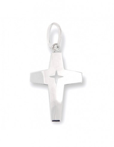 Ciondolo Oro Bianco Croce Interno Lav. Diamantata [c333cd35]
