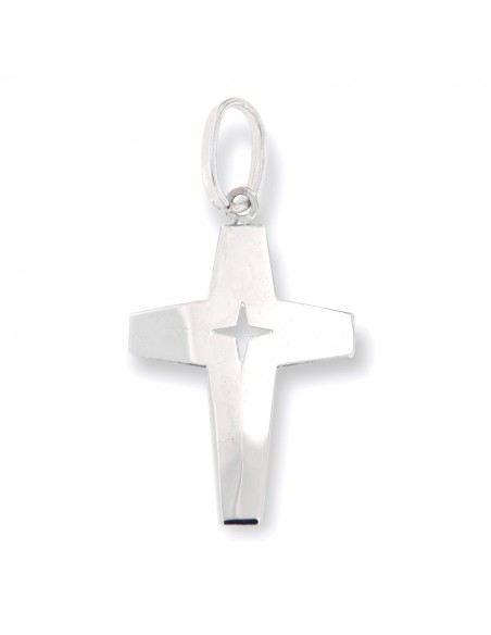 Ciondolo Oro Bianco Croce Interno Lav. Diamantata [c333cd35]