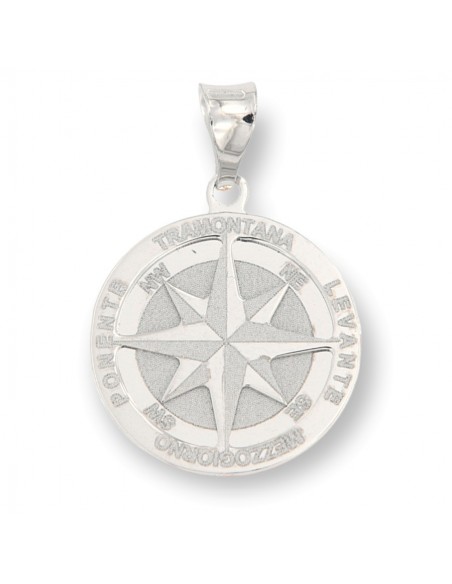 Ciondolo Oro Bianco Rosa Dei Venti Piastra Tonda [bc4d281a]