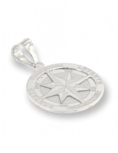 Ciondolo Oro Bianco Rosa Dei Venti Piastra Tonda [1d1a1407]