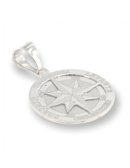 Ciondolo Oro Bianco Rosa Dei Venti Piastra Tonda [1d1a1407]