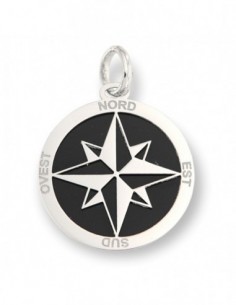 Ciondolo Oro Bianco Piastra Tonda Nera Rosa Venti [0b50e91e]