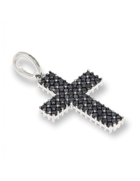 Ciondolo Oro Bianco Croce Zirconi Neri/Bianchi [1343a504]