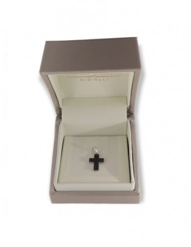 Ciondolo Oro Bianco Croce Zirconi Neri/Bianchi [1613e21a]