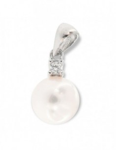 Ciondolo Oro Bianco Perla Zircone Singolo Bianco [0e00ae00]
