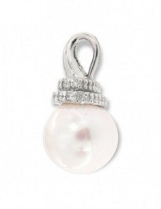 Ciondolo Oro Bianco Perla Spirale Superiore Zirc. [04a0203c]