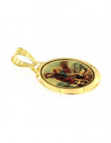 CIONDOLO ORO GIALLO ARCANGELO GABRIELE SMALTATO [bedc3165]