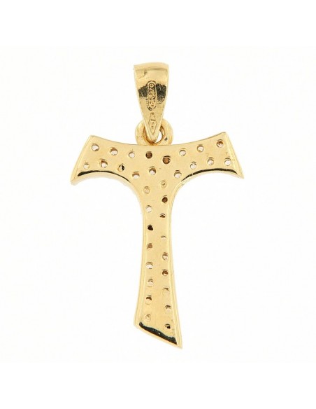 Ciondolo Oro Giallo Croce Con ZIrconi Bianchi [c20c6068]