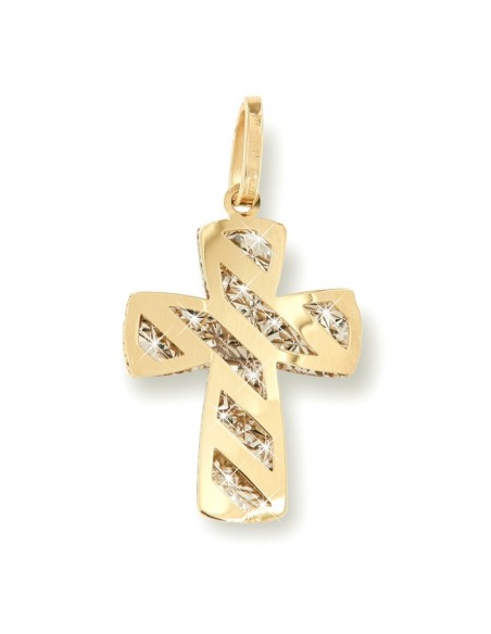 Ciondolo Oro Giallo Croce Interno Lav. Diamantata [2196ff2d]