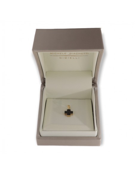 Ciondolo Oro Giallo Croce Con Zirconi Neri [0a942f1e]