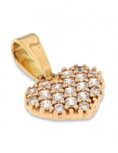 Ciondolo Oro Giallo Cuore Zirconi Bianchi [f77620c9]