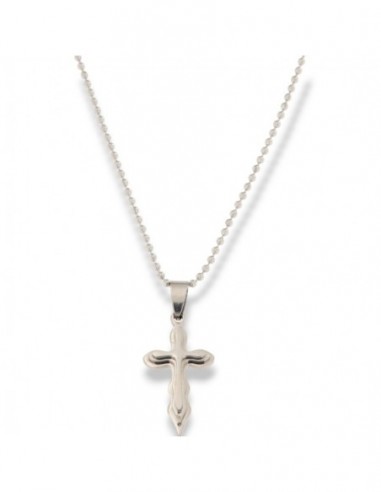 Collana Acciaio Sfere Ciondolo Crocifisso [1f8a61de]