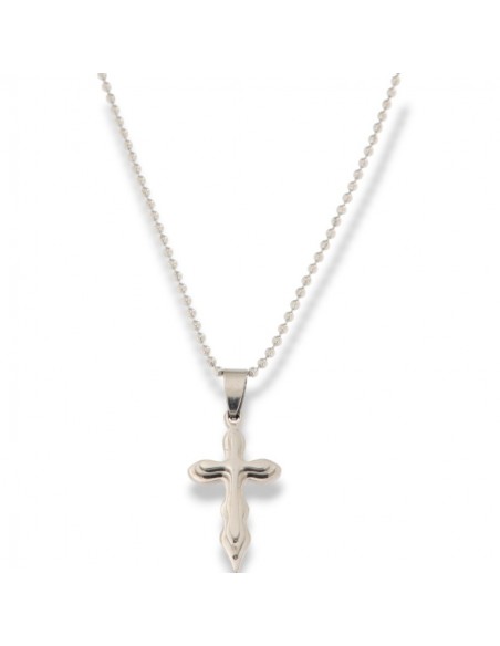Collana Acciaio Sfere Ciondolo Crocifisso [1f8a61de]