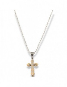 Collana Acciaio Sfere Ciondolo Crocifisso Dorato [74e1a4c9]