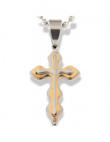 Collana Acciaio Sfere Ciondolo Crocifisso Dorato [340c6d52]
