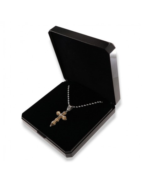 Collana Acciaio Sfere Ciondolo Crocifisso Dorato [5f67a845]