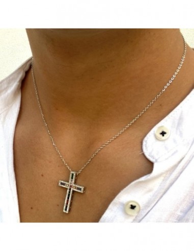Collana Acciaio Crocifisso Zirconi Colorati [04bd7457]