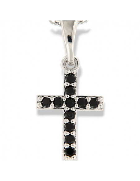 Collana Acciaio Crocifisso Zirconi Neri [3a55dc51]