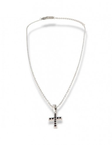 Collana Acciaio Crocifisso Zirconi Neri [3f059b4f]