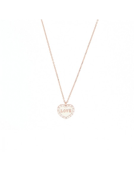 Collana Argento Rosato Catena Con Pendente Cuore [311f03f9]