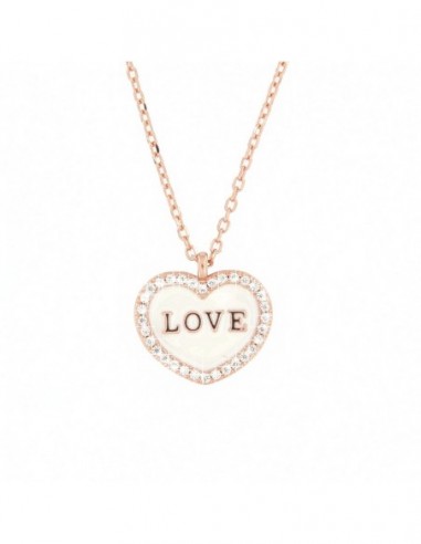 Collana Argento Rosato Catena Con Pendente Cuore [2437110c]