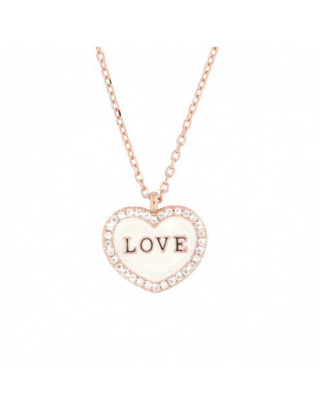 Collana Argento Rosato Catena Con Pendente Cuore [2437110c]