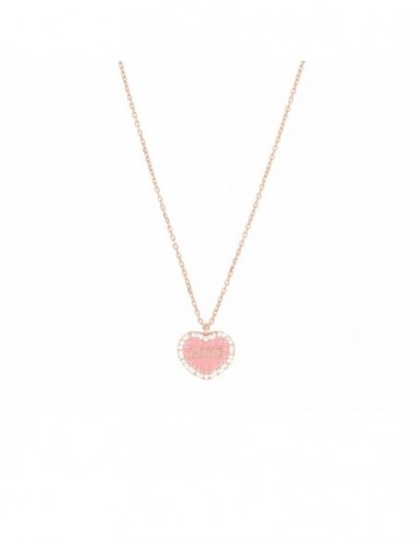 Collana Argento Rosato Catena Pendente Cuore Rosa [8602c2fd]