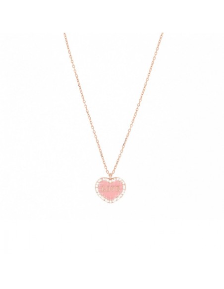 Collana Argento Rosato Catena Pendente Cuore Rosa [8602c2fd]
