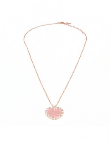 Collana Argento Rosato Catena Pendente Cuore Rosa [8d0b6a72]