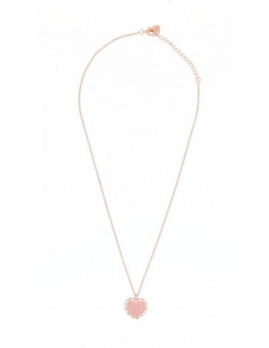 Collana Argento Rosato Catena Pendente Cuore Rosa [885b2d6c]
