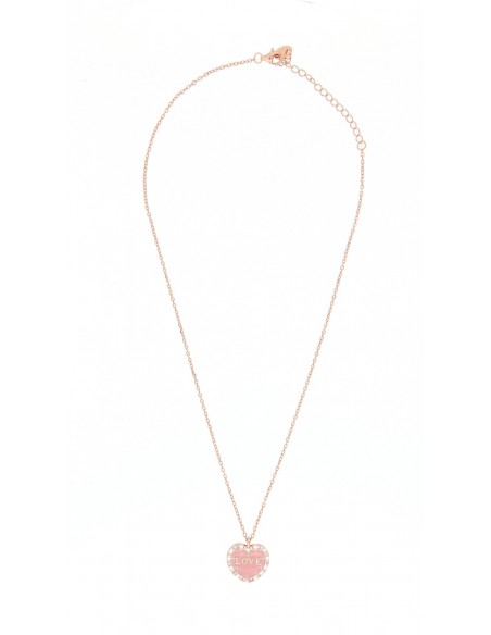 Collana Argento Rosato Catena Pendente Cuore Rosa [885b2d6c]