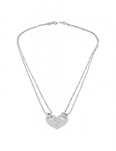 Collana Argento Rodiato Cuore DIvidibile 12MM [04fe0370]