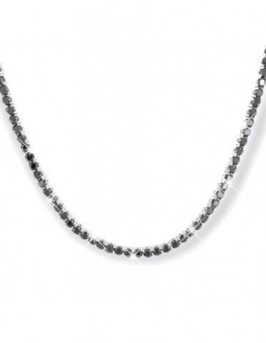 Collana Argento Rodiato Tennis Zirconi Neri 3MM 50 [8ccc7743]
