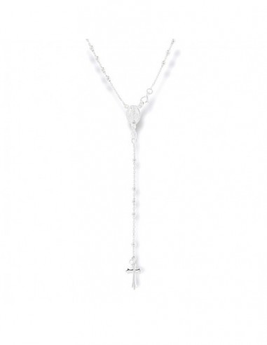 Collana Argento Rodiato Rosario Sfere Bianche 2,50 [8c7b6a82]