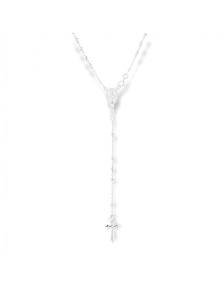 Collana Argento Rodiato Rosario Sfere Bianche 2,50 [8c7b6a82]