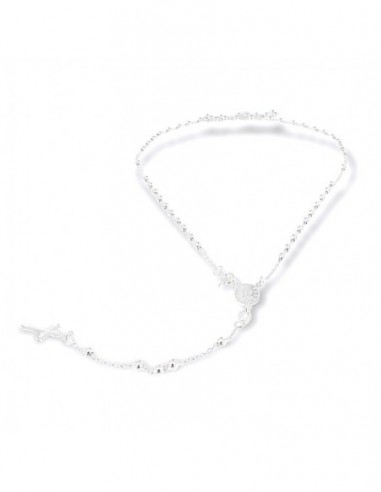 Collana Argento Rodiato Rosario Sfere Bianche 2,50 [d801f20a]