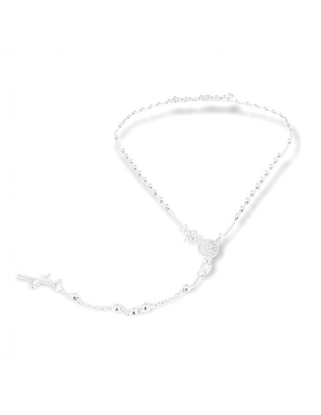 Collana Argento Rodiato Rosario Sfere Bianche 2,50 [d801f20a]