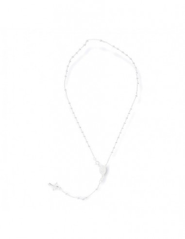 Collana Argento Rodiato Rosario Sfere Bianche 2,50 [0127b107]