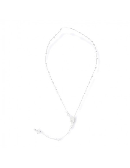 Collana Argento Rodiato Rosario Sfere Bianche 2,50 [0127b107]