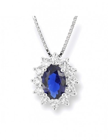 Collana Argento Rodiato Principessa Blu 7x5MM [5afd6d15]