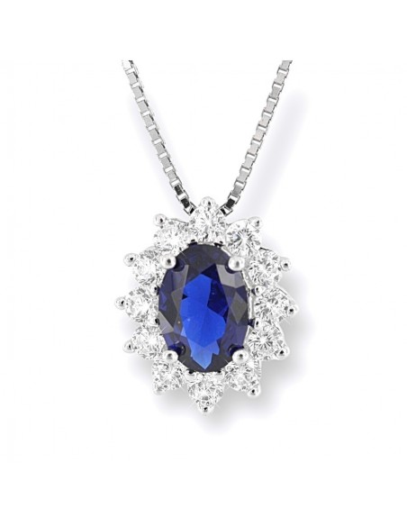 Collana Argento Rodiato Principessa Blu 7x5MM [5afd6d15]