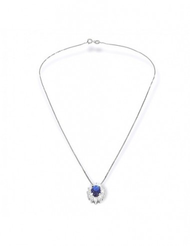 Collana Argento Rodiato Principessa Blu 7x5MM [ede0ac11]