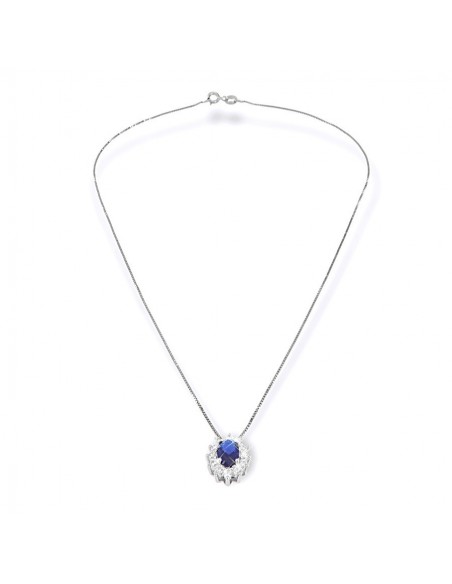 Collana Argento Rodiato Principessa Blu 7x5MM [ede0ac11]