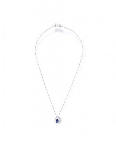 Collana Argento Rodiato Principessa Blu 7x5MM [e8b0eb0f]