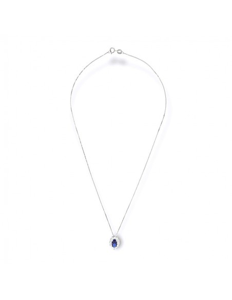 Collana Argento Rodiato Principessa Blu 7x5MM [e8b0eb0f]